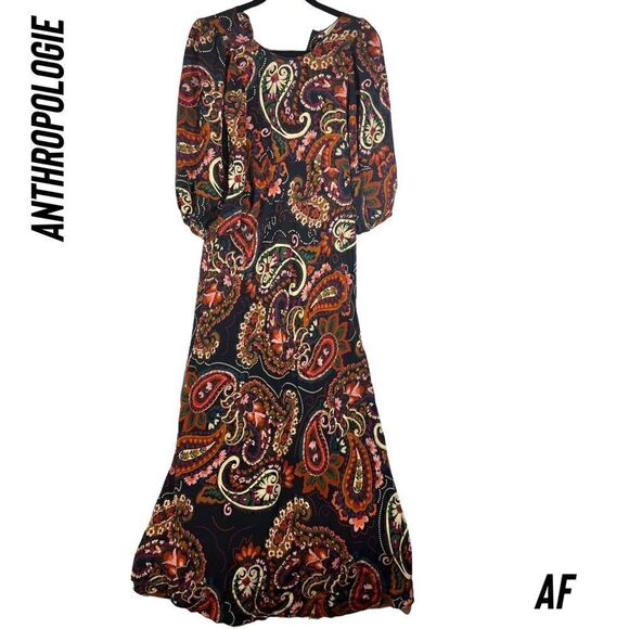 ANTHROPOLOGIE BY KACHEL PAISLEY PRINT MAXI DRESS NEW MEDIUM - Picture 9 of 12